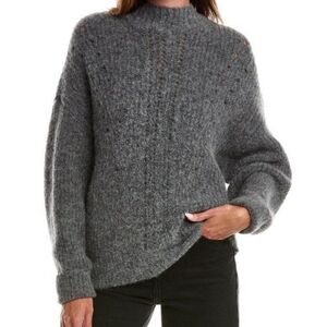 Rebecca Minkoff Grey Caroline Turtleneck Sweater with Chunky Open‎ Knit NWT
